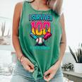 HUGvyn I Survived 100 Days Baseball Teacher Ice Cream Drip Comfort Colors Tank Top Violet HUGvyn I Survived 100 Days Baseball Teacher Ice Cream Drip Comfort Colors Tank Top Violet