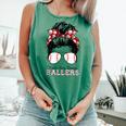 Kinda Busy Raising Ballers Messy Bun Funny Baseball Mom Comfort Colors Tank Top Violet