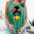 Messy Bun Baseball Mom Turkey Face Matching Thanksgiving Comfort Colors Tank Top Violet