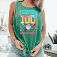 I Survived 100 Days Of School Baseball Drip Students Teacher Comfort Colors Tank Top Violet