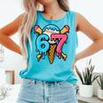 67 Baseball Ice Cream Drip Player Comfort Colors Tank Top Light Green