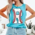 Baseball Alphabet Monogram Initial Letter R Comfort Colors Tank Top Light Green