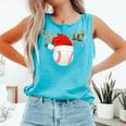 Baseball Christmas Reindeer Santa Hat Sports Player Xmas Comfort Colors Tank Top Light Green