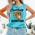 Baseball Godmother Leopard Heart Baseball Mom Game Day Comfort Colors Tank Top Light Green