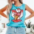 Baseball Ice Cream Drip Baseball Strawberry For Youth Red Comfort Colors Tank Top Light Green
