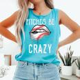 Baseball Mom Pitches Be Crazy Lips Premium Comfort Colors Tank Top Light Green