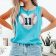 Baseball Number 11 Distressed Heart For Baseball Moms Comfort Colors Tank Top Light Green Baseball Number 11 Distressed Heart For Baseball Moms Comfort Colors Tank Top Light Green