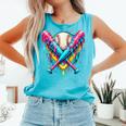 Baseball Player Ice Cream Drip Comfort Colors Tank Top Light Green Baseball Player Ice Cream Drip Comfort Colors Tank Top Light Green