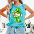 Baseball Player Ice Cream Drip Shamrocks St Patrick's Day Comfort Colors Tank Top Light Green