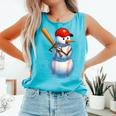 Baseball Snowman Merry Christmas Xmas Pajamas Men Women Kids Comfort Colors Tank Top Light Green