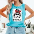 Bleached Nanny Life Soccer Messy Bun Baseball Game Day Comfort Colors Tank Top Light Green