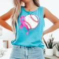 Breast Cancer Awareness Baseball Mom Comfort Colors Tank Top Light Green Breast Cancer Awareness Baseball Mom Comfort Colors Tank Top Light Green