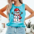 Christmas Baseball Snowman Xmas Pajamas Women Men Boys Comfort Colors Tank Top Light Green