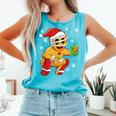 Christmas Gingerbread Man Baseball Player Catcher Comfort Colors Tank Top Light Green