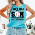 I Don't Care If My Son Is Embarrassed Baseball Mom Comfort Colors Tank Top Light Green