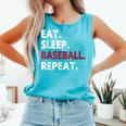 Eat Sleep Baseball Repeat Baseball Player Comfort Colors Tank Top Light Green