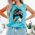 Football Mom Baseball Mom Of Both Messy Bun Mother's Day Comfort Colors Tank Top Light Green Football Mom Baseball Mom Of Both Messy Bun Mother's Day Comfort Colors Tank Top Light Green