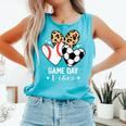 Game Day Vibes Soccer Baseball Mom Heart Comfort Colors Tank Top Light Green