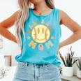 Groovy Retro Floral Happy Smiling Face Baseball Mom Comfort Colors Tank Top Light Green Groovy Retro Floral Happy Smiling Face Baseball Mom Comfort Colors Tank Top Light Green