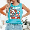 Happy 100 Days Of School Baseball Football PE Teacher Comfort Colors Tank Top Light Green