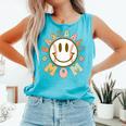 Happy Baseball Mom Groovy Retro Floral Smiling Face Comfort Colors Tank Top Light Green Happy Baseball Mom Groovy Retro Floral Smiling Face Comfort Colors Tank Top Light Green
