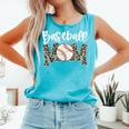 Leopard Baseball Mom Baseball Mama Retro Cute Mother's Day Comfort Colors Tank Top Light Green
