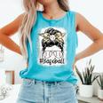 Leopard Messy Bun Mom Mother's Day Baseball Mommy Comfort Colors Tank Top Light Green Leopard Messy Bun Mom Mother's Day Baseball Mommy Comfort Colors Tank Top Light Green