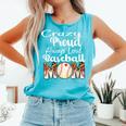 Loud And Proud Baseball Mom Messy Bun 2024 Comfort Colors Tank Top Light Green