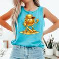 Melting Baseball Mascot Slugger Bat Cap Cartoon Comfort Colors Tank Top Light Green