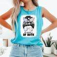 Mom Of Both Volleyball And Baseball Mom For Women Messy Bun Comfort Colors Tank Top Light Green