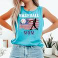 Proud Baseball MOM USA American Flag Family Game Day Comfort Colors Tank Top Light Green