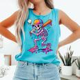 Skelton Playing Baseball Halloween Baseball Drip Boys Kids Comfort Colors Tank Top Light Green