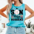 My Son Throws Harder Than Your Husband Baseball Mom Comfort Colors Tank Top Light Green My Son Throws Harder Than Your Husband Baseball Mom Comfort Colors Tank Top Light Green