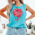 Sporty Rose Graphic With Baseball And Rugby Ball Petals Comfort Colors Tank Top Light Green