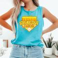 Strike Out Childhood Cancer Boys Baseball Drip Gold Ribbon Comfort Colors Tank Top Light Green
