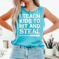 I Teach Kids To Hit And Steal Baseball Coach Sport Lover Men Comfort Colors Tank Top Light Green