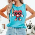 Valentines Day Heart Playing Baseball Boys Men Kids Girls Comfort Colors Tank Top Light Green