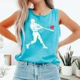 Valentines US Baseball Player Silhouette Heart Comfort Colors Tank Top Light Green