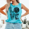 Women's Baseball Softball Baseball Mom LOVE Baseball Comfort Colors Tank Top Light Green