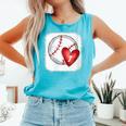 Womens Bleached Custom Baseball Mom Number 7 Heart For Mom Comfort Colors Tank Top Light Green