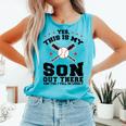 Yes This Is My Son Out There Baseball Mom Comfort Colors Tank Top Light Green