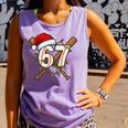 67 Baseball Xmas Lights Santa Hat Holiday Comfort Colors Tank Top Lagoon