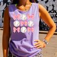 Baseball Mom Sister Tween Teen Girl Girly Pink Bow Preppy Premium Comfort Colors Tank Top Lagoon