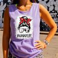Bleached Nanny Life Soccer Messy Bun Baseball Game Day Comfort Colors Tank Top Lagoon