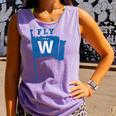 Fly The W Chicago Baseball Winning Flag Distressed Premium Tri-Blend Comfort Colors Tank Top Lagoon