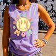 Groovy Retro Floral Happy Smiling Face Baseball Mom Comfort Colors Tank Top Lagoon Groovy Retro Floral Happy Smiling Face Baseball Mom Comfort Colors Tank Top Lagoon