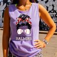 Kinda Busy Raising Ballers Messy Bun Funny Baseball Mom Comfort Colors Tank Top Lagoon