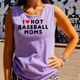 I Love Hot Baseball Moms Red Heart Comfort Colors Tank Top Lagoon