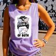 Mom Of Both Volleyball And Baseball Mom For Women Messy Bun Comfort Colors Tank Top Lagoon