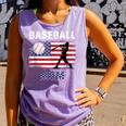 Proud Baseball MOM USA American Flag Family Game Day Comfort Colors Tank Top Lagoon
